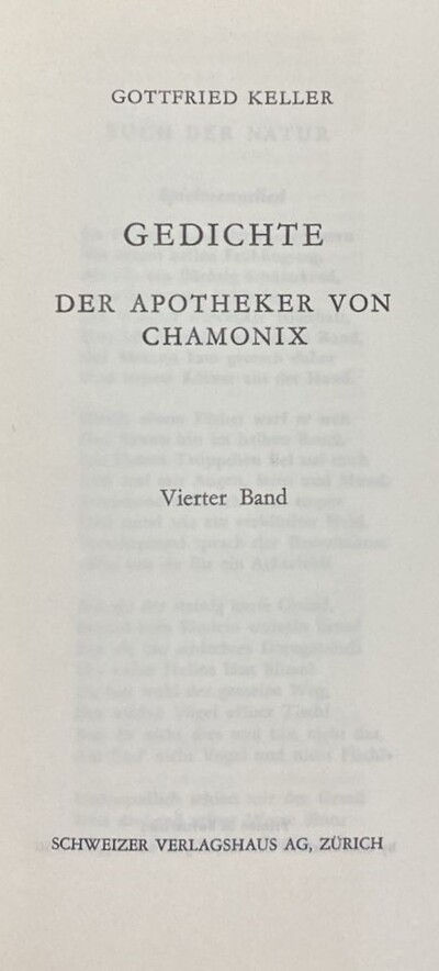 Gedichte: Der apotheker von chamonix, Vierter Band / Tapa Dura