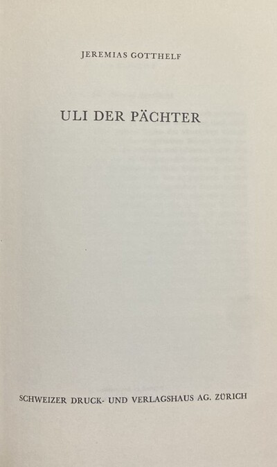 Uli der pächter / Tapa Dura